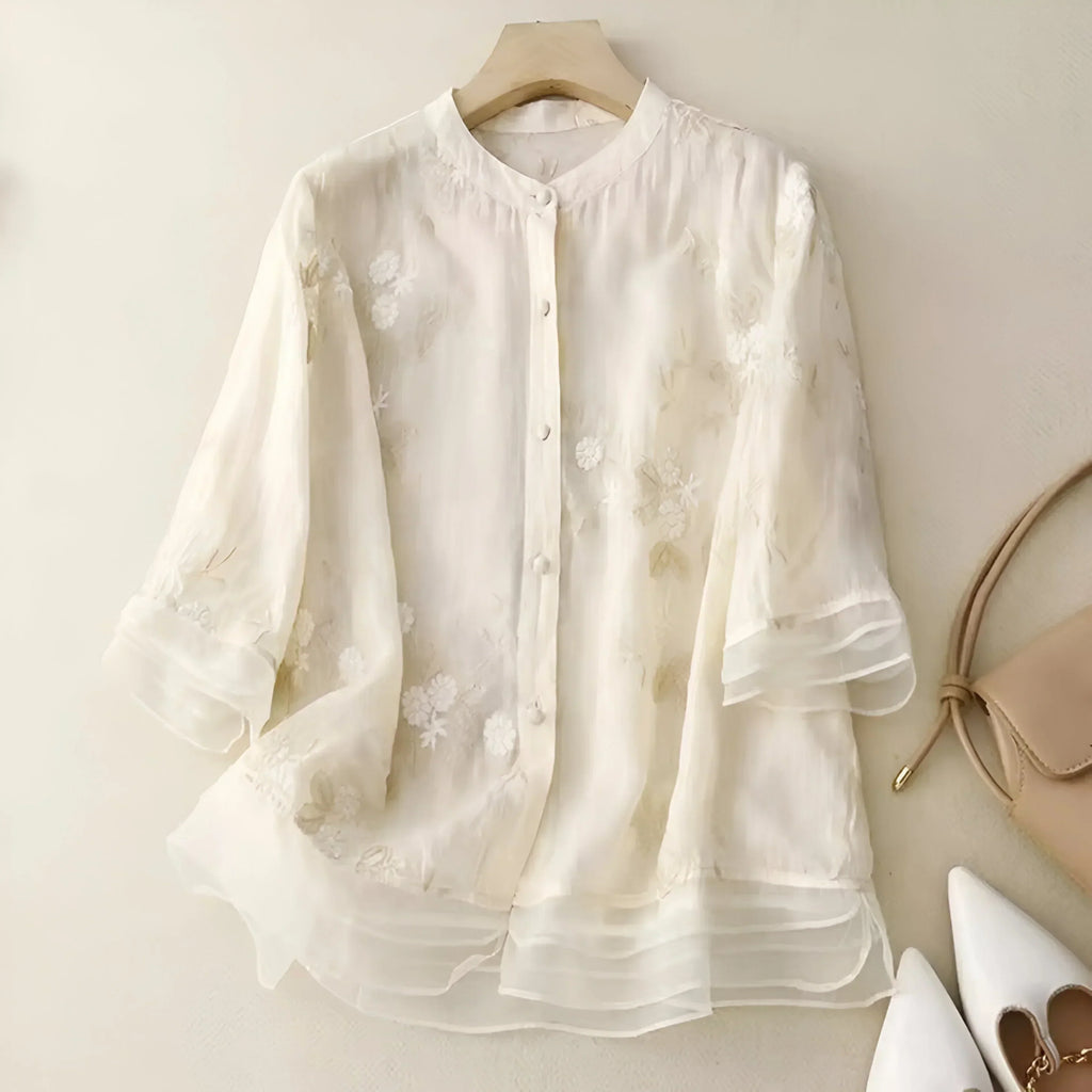 Celeste - Embroidered Cotton Blouse