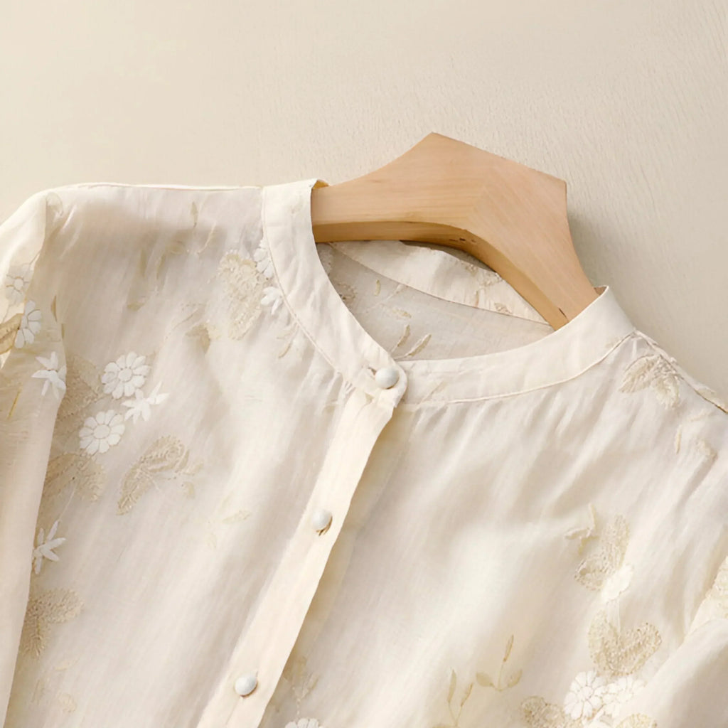 Celeste - Embroidered Cotton Blouse