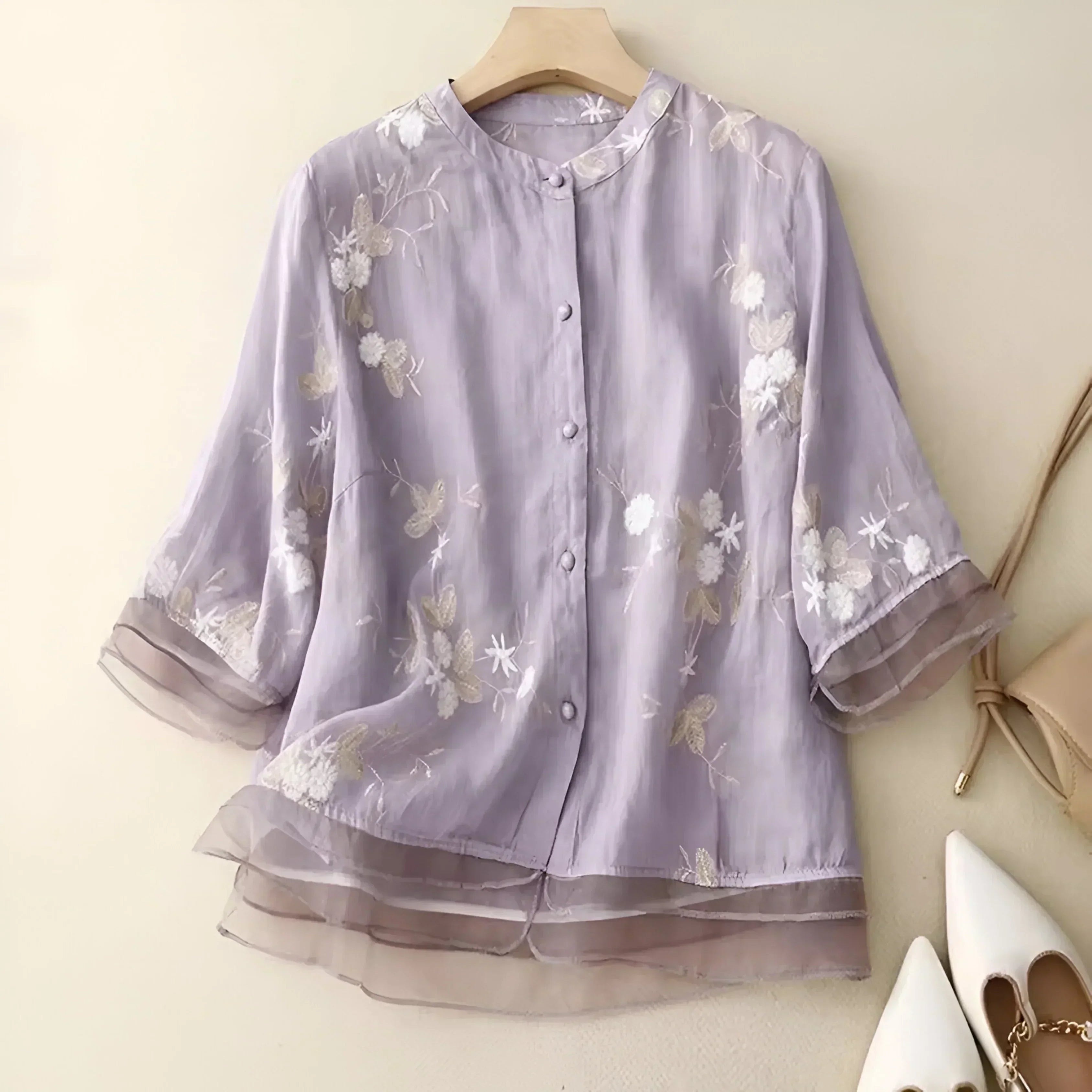 Celeste - Embroidered Cotton Blouse
